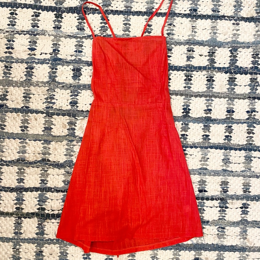Princess Polly red linen mini dress